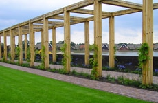 De tuinhout toepassingen van LTL Woodproducts